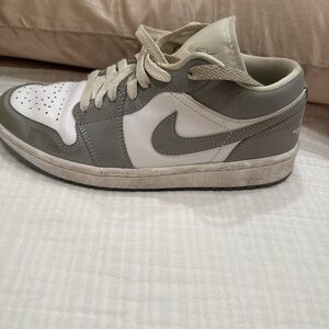 Gray and White Air Jordan Sneakers